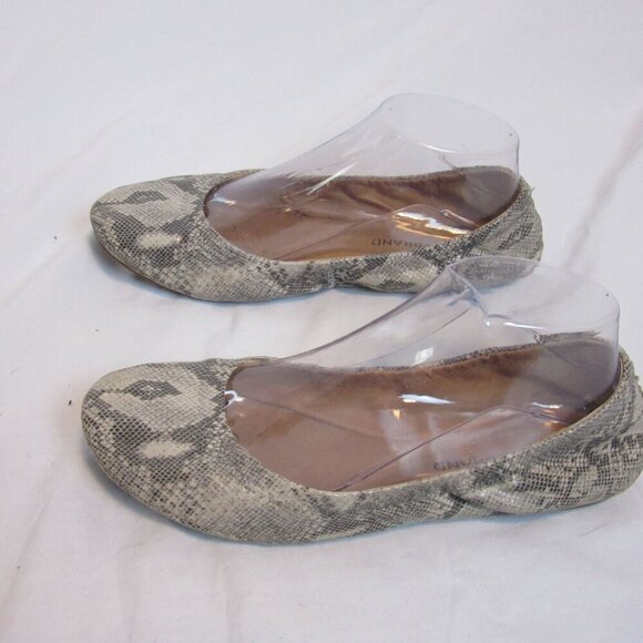 Lucky Brand Flats Emmie Ballet Gray Tan Snakeskin Print Formal Shoes Womens 7 - Picture 3 of 5